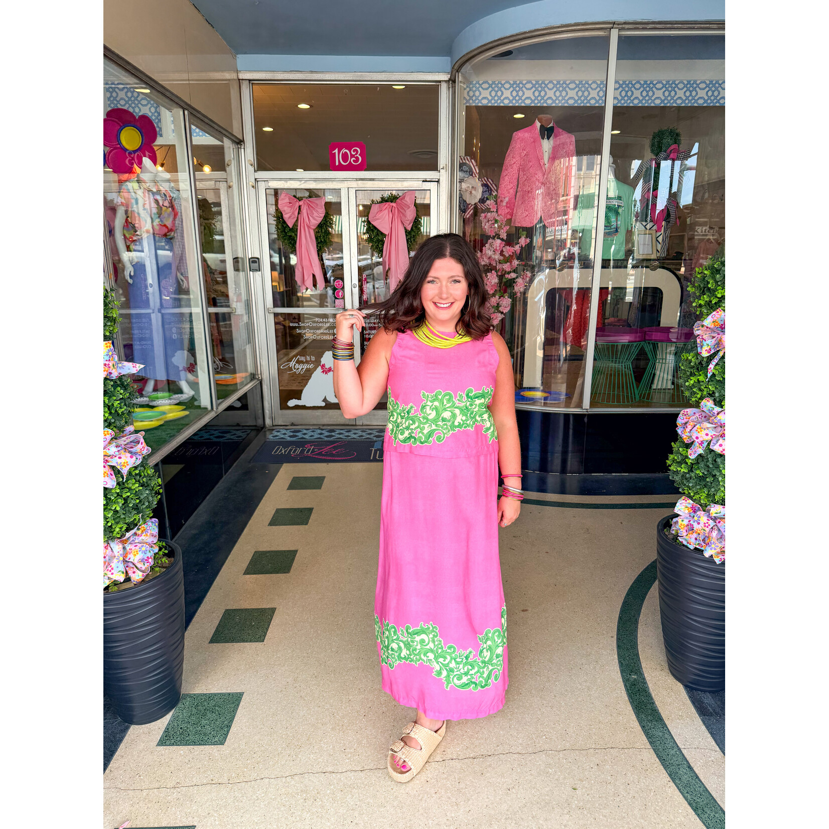 Britton Court Briton Court Summer Lattice Boxy Top- Pink