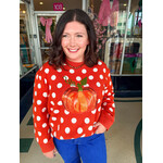 qos Qos Orange Polkadot Pumpkin Sweater