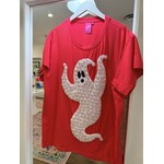 qos QOS Sequin Flower Ghost Tee