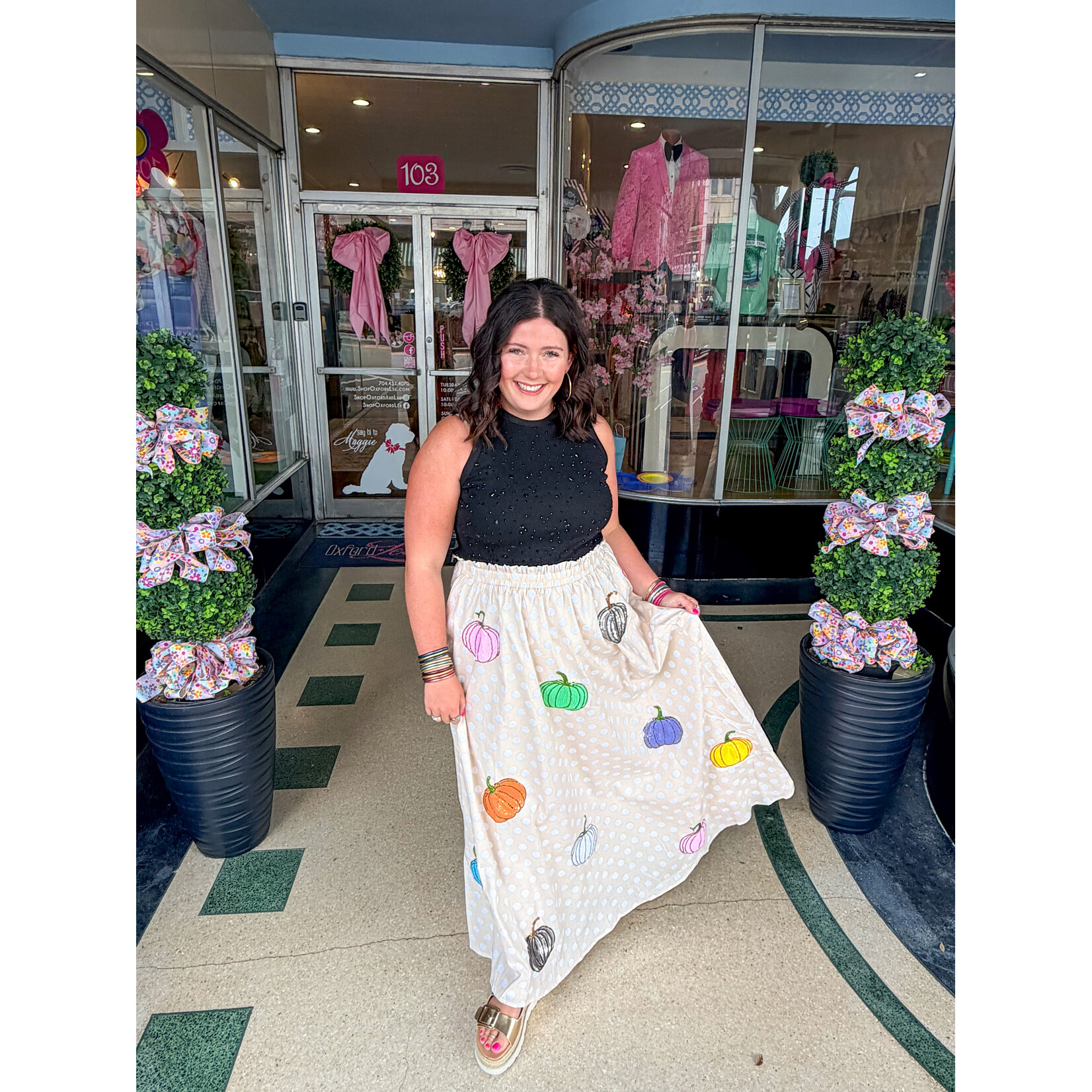 qos QOS Polka Dot Pumpkin Skirt