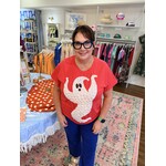 qos QOS Sequin Flower Ghost Tee