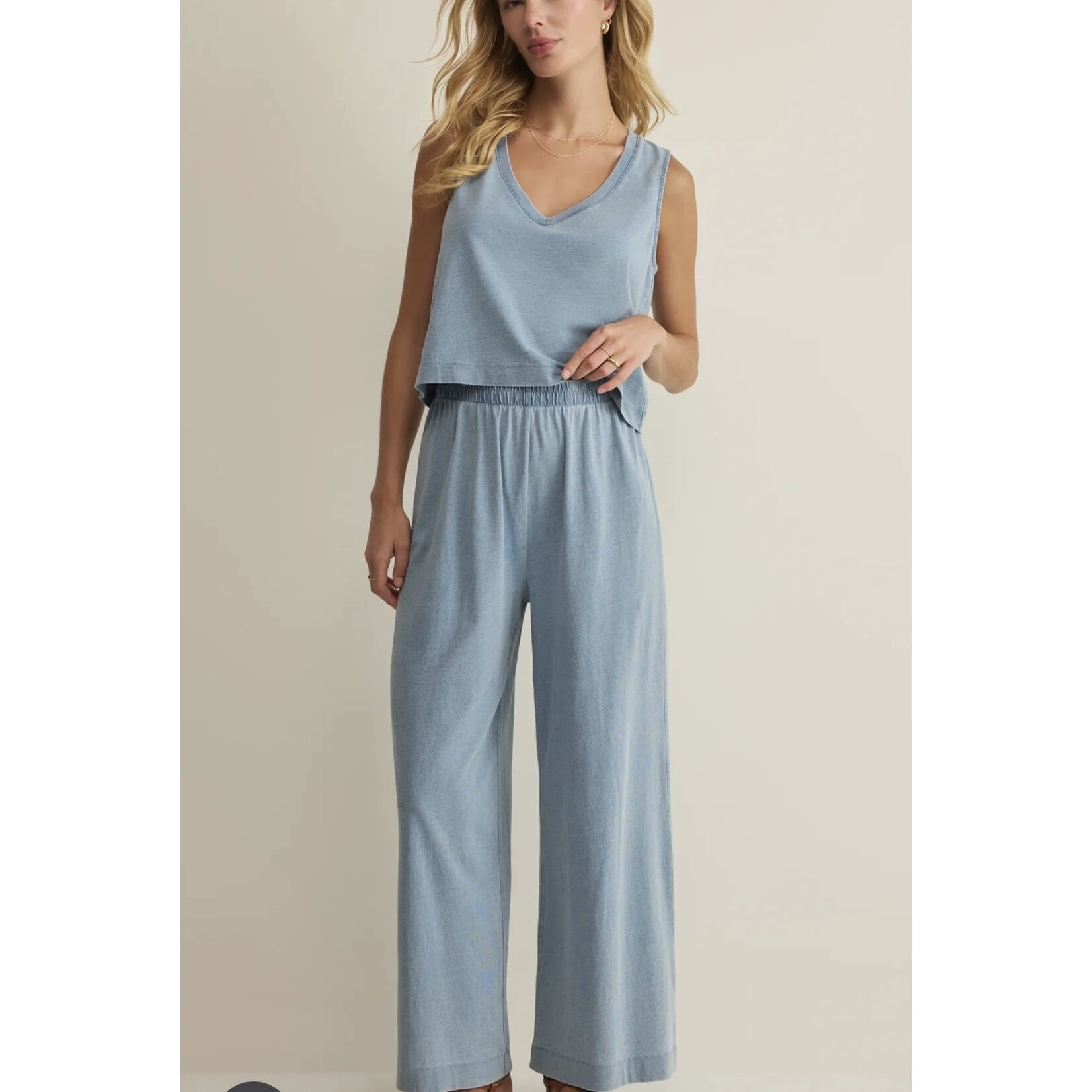Z Supply Z Supply Sloane V-neck Denim Tank - Ocean Air Indigo