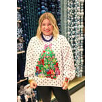 qos QOS Polka Dot Christmas Tree Mockneck sweatshirt