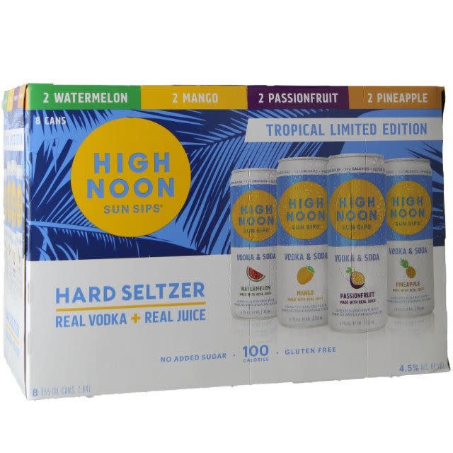 High Noon Sun Sips Hard Seltzer, Vodka & Soda, Tropical - 8 pack, 355 ml cans