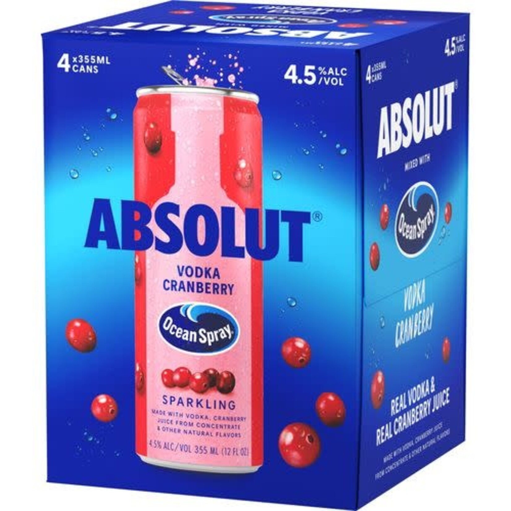 Absolut Absolut Ocean Spray Cranberry Cocktail RTD 4pk x 12oz cans