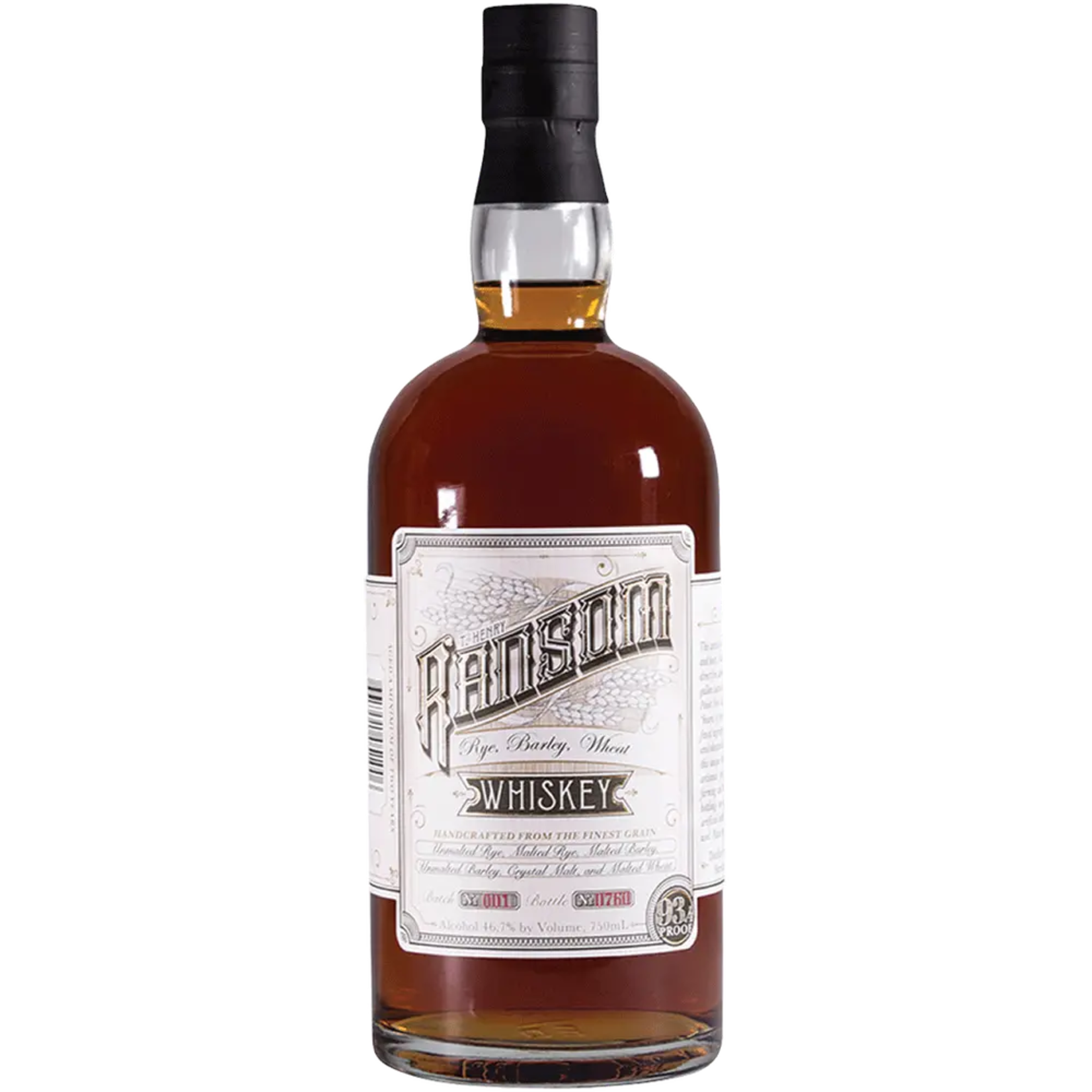 Ransom Rye Barley Wheat Whiskey 750mL