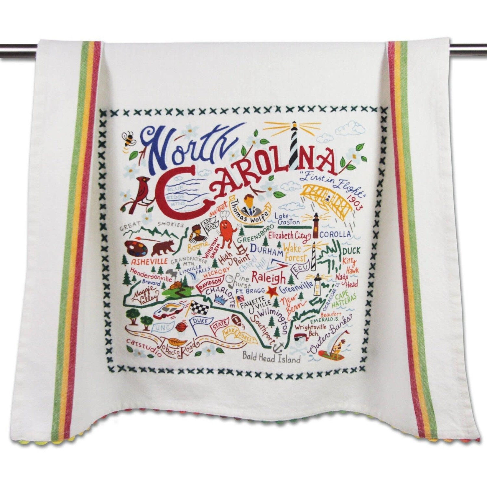 State Dish Towel, Embroidered Tea Towel