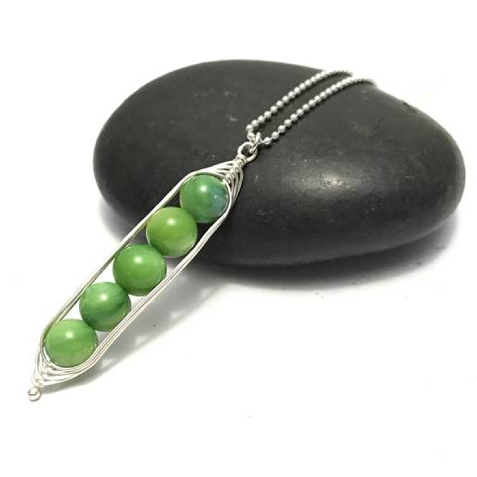 Silver Three Pearl Pea Pod Pendant | hardtofind.