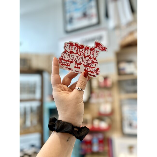 Paul Friedrich Moonshine Pigs Hurricanes Red Sticker by Paul Friedrich