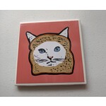 Amy May Pop Art Bread Cat Coaster