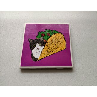 Amy May Pop Art Taco Cat Coaster