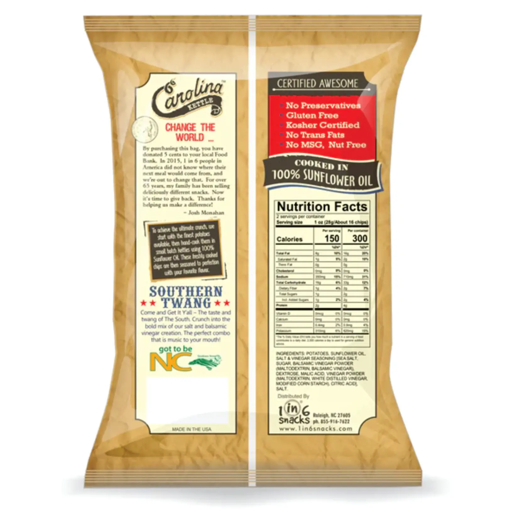 Carolina Kettle Chips Kettle Chips Sea Salt Balsamic Vinegar 5 oz