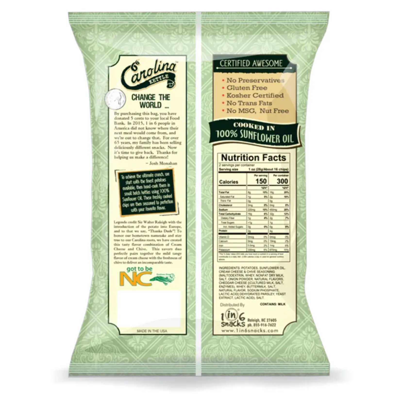 Carolina Kettle Chips Kettle Chips Cream Cheese + Chive 5 oz