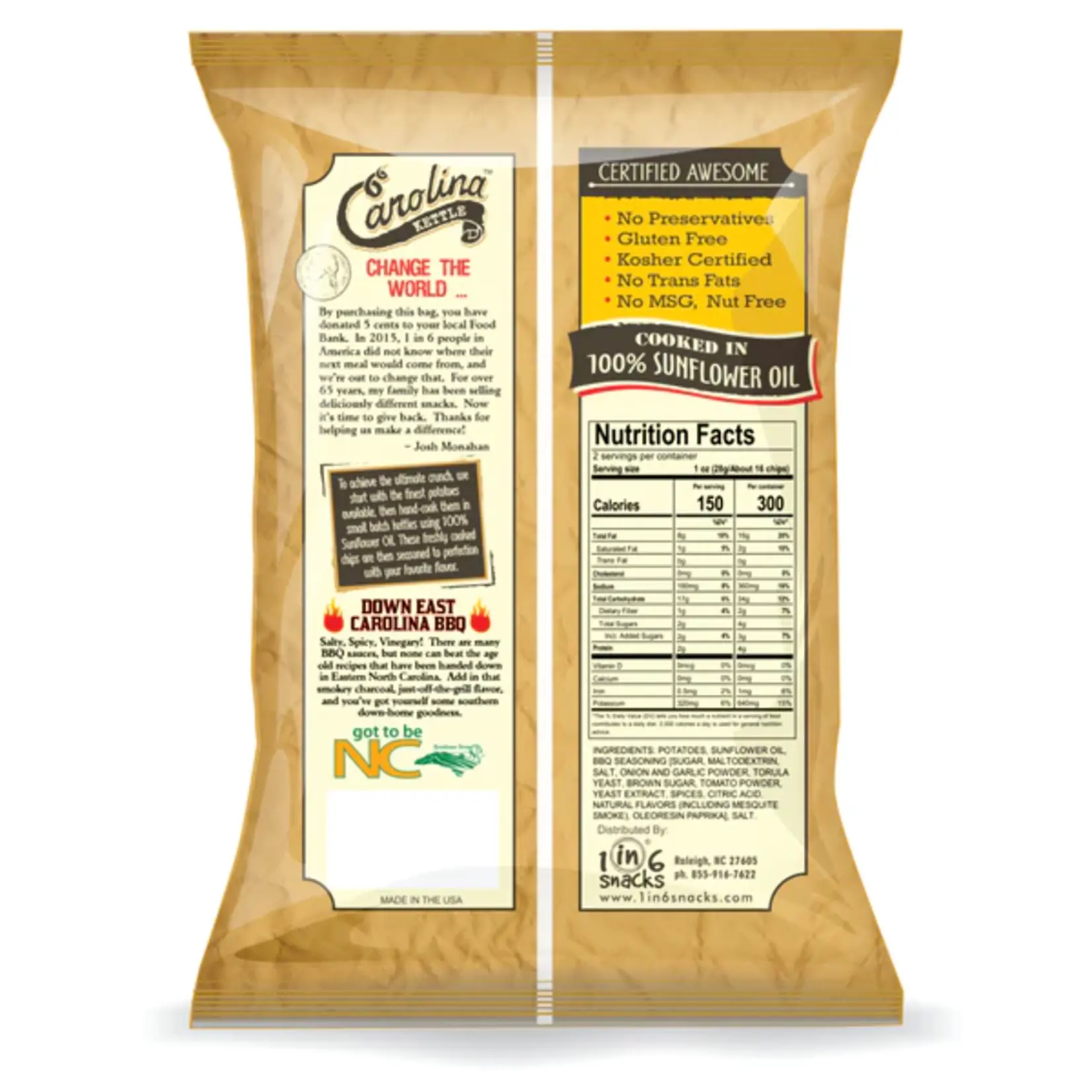 Carolina Kettle Chips Kettle Chips Down East BBQ 5 oz