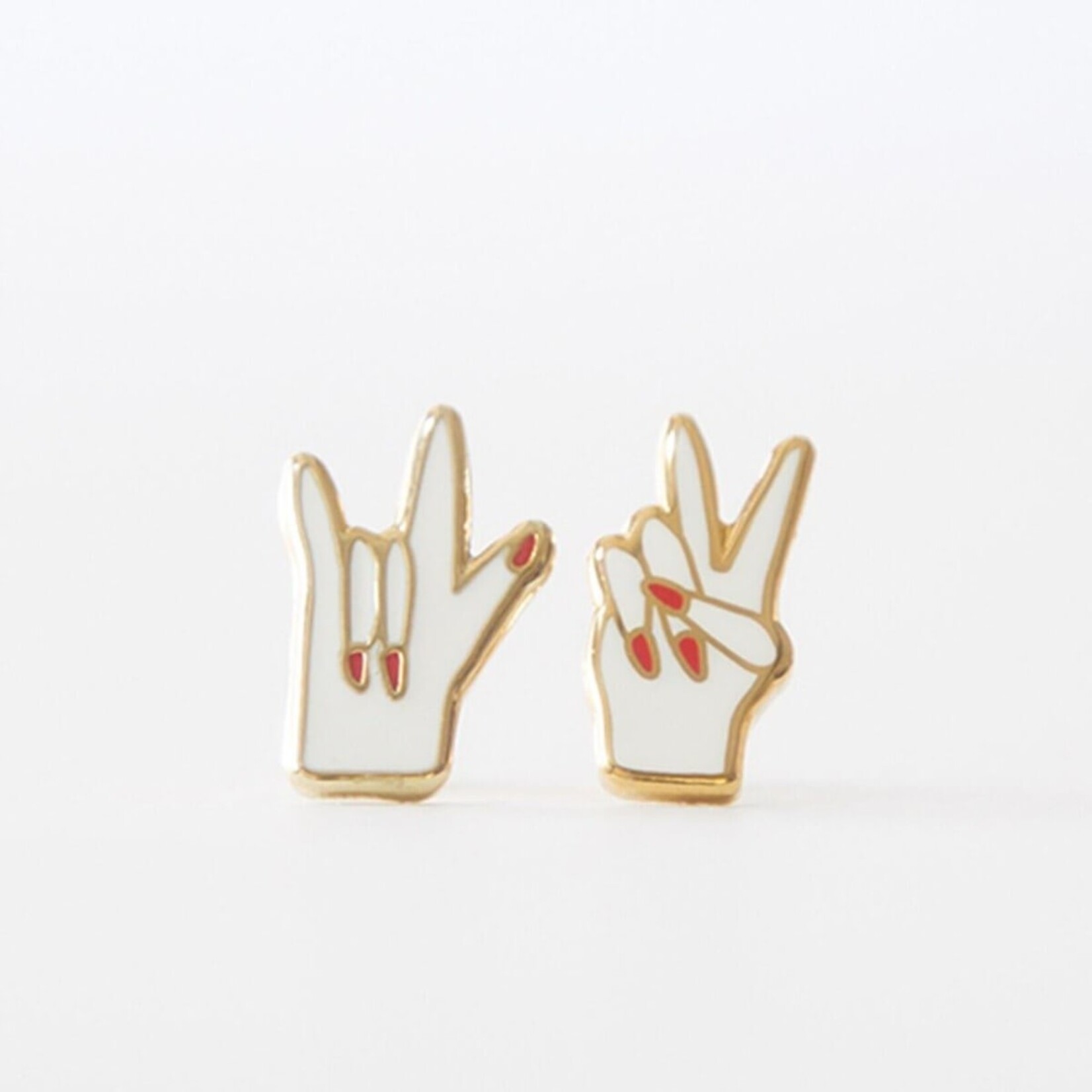 Yellow Owl Post Earrings Peace + Love