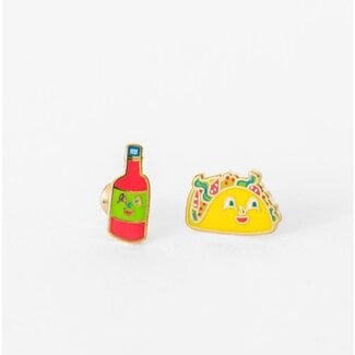 Yellow Owl Post Earrings Taco + Hot Sauce