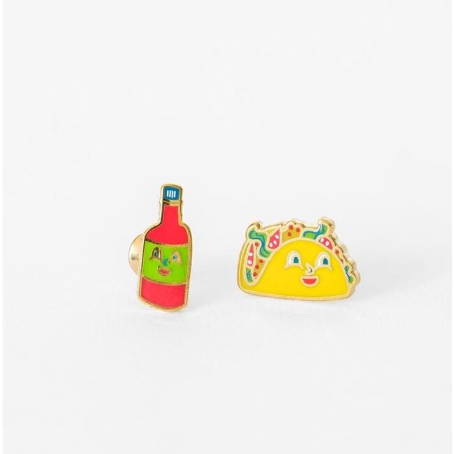 Yellow Owl Post Earrings Taco + Hot Sauce