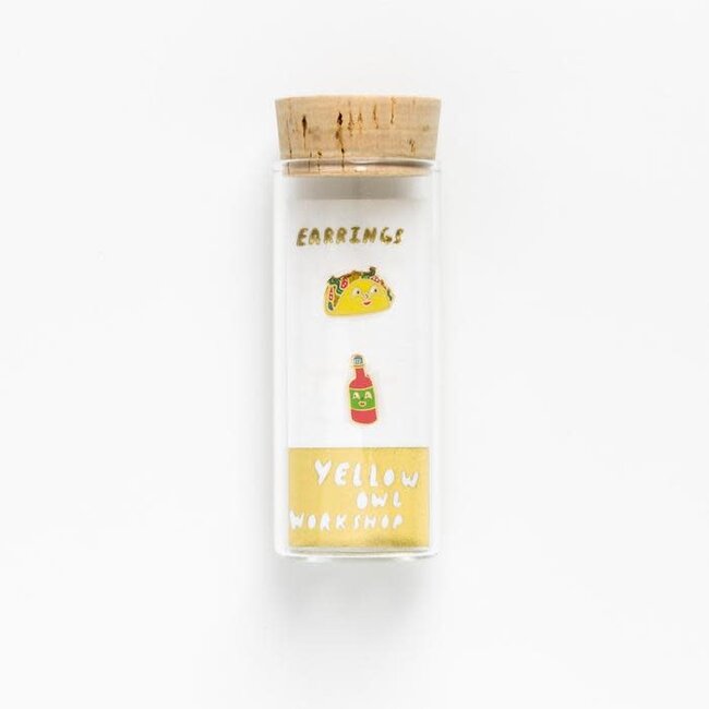 Yellow Owl Post Earrings Taco + Hot Sauce