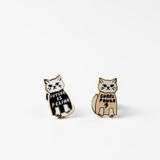 Yellow Owl Post Earrings Gurrrl Power