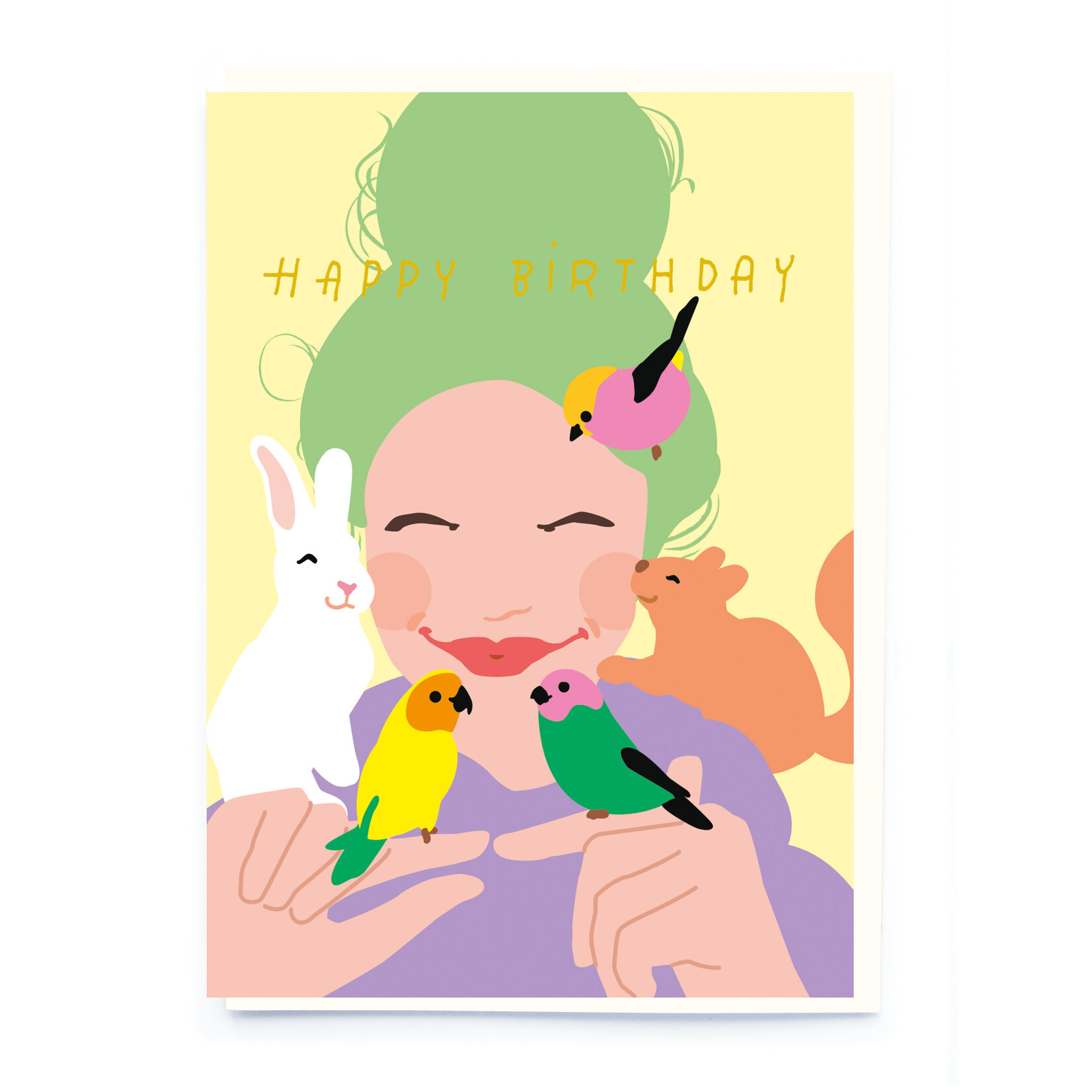 Girl + Pets Birthday Card