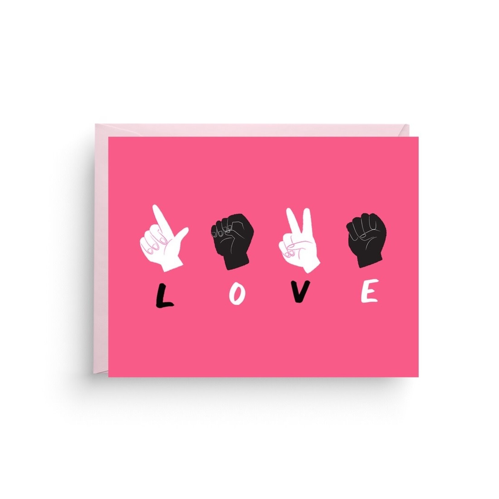 Sign Language Love Card Pink