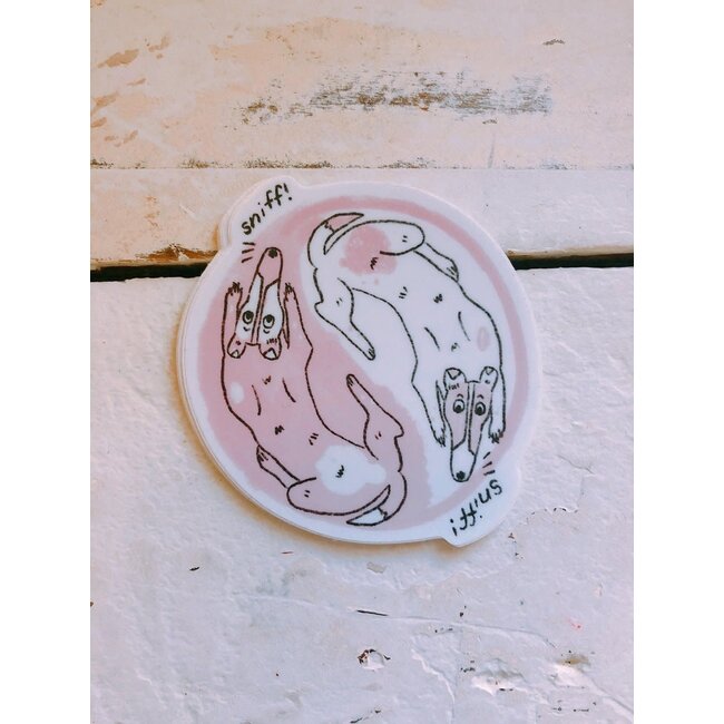 Emily Petrilla Illustrations Balance Dogs Yin Yang Sticker