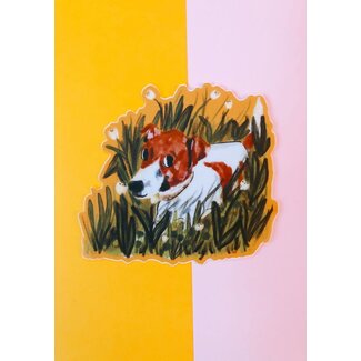 Emily Petrilla Illustrations Dog in Grass Sticker Yellow Emily Petrilla Illustrations Dog in Grass Sticker Yellow