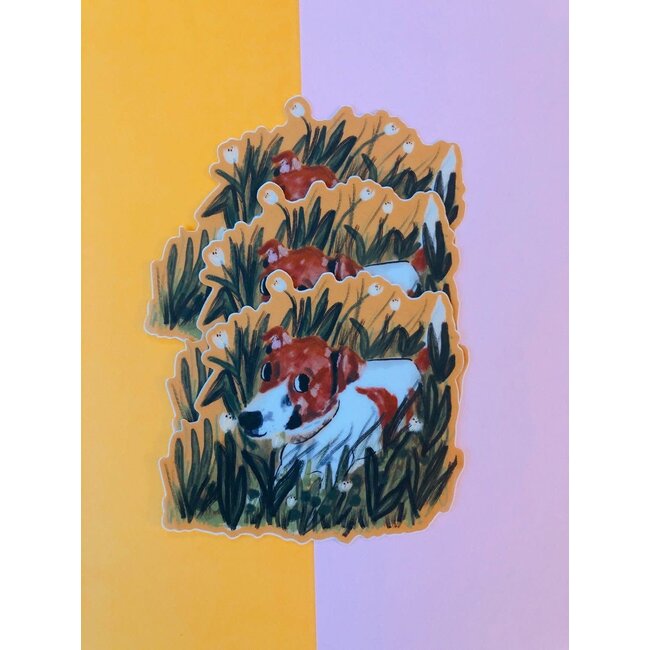 Emily Petrilla Illustrations Dog in Grass Sticker Yellow