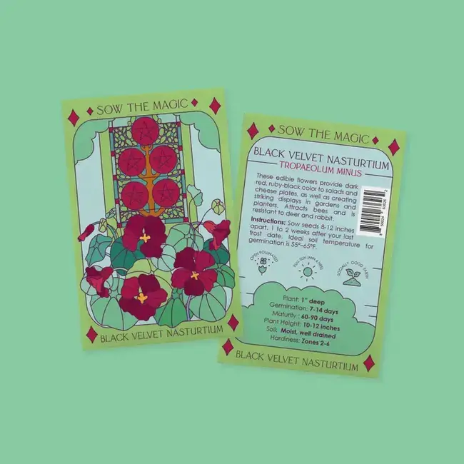 Sow the Magic Tarot Garden + Gift Seed Packet Black Velvet Nasturtium