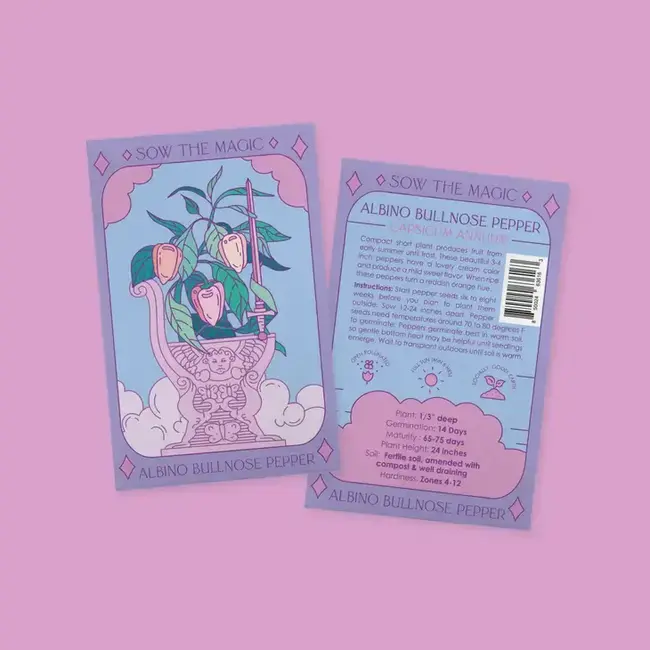 Sow the Magic Tarot Garden + Gift Seed Packet Albino Bullnose