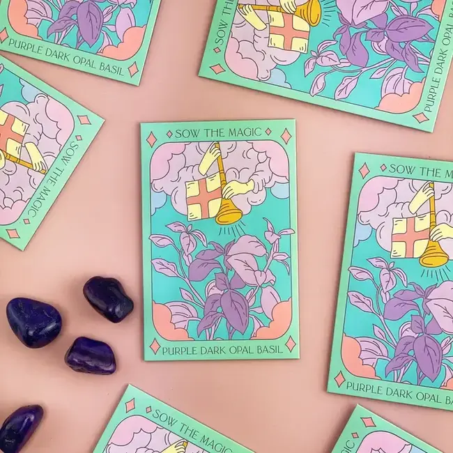 Sow the Magic Tarot Garden + Gift Seed Packet Purple Dark Opal Basil