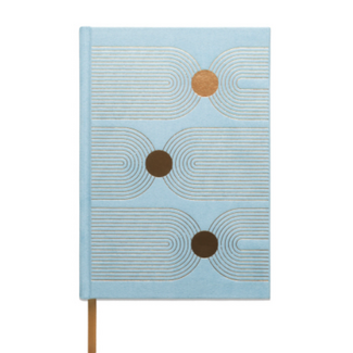 Hard Cover Suede Cloth Journal w/Pocket Arch Dot Blue