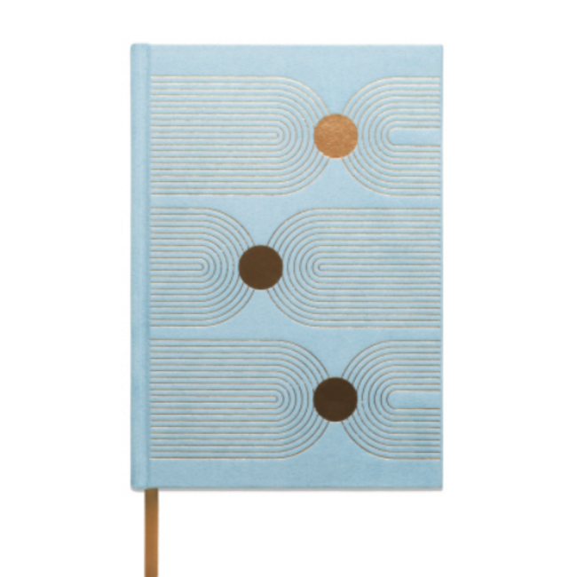 Hard Cover Suede Cloth Journal w/Pocket Arch Dot Blue