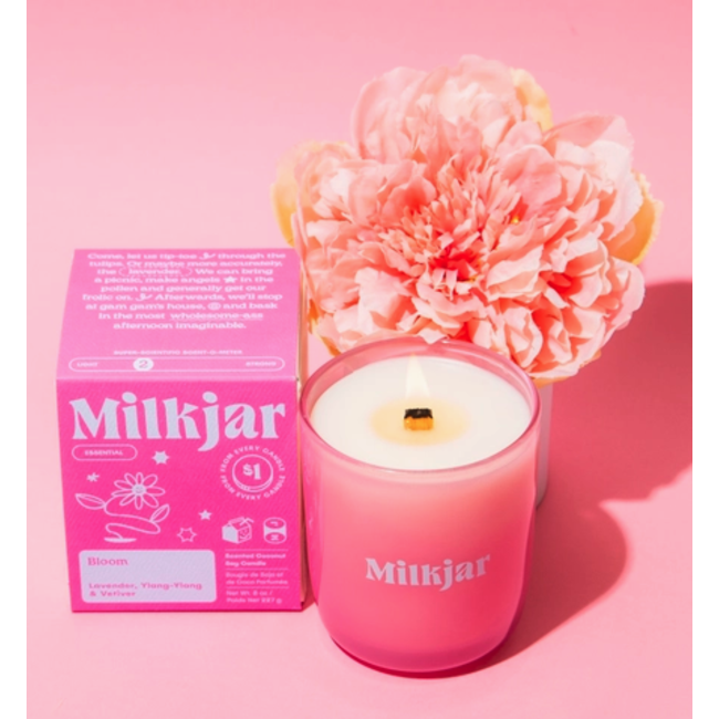 Milk Jar Bloom Candle 8oz - Lavender, Ylang Ylang, Vetiver, Wormwood