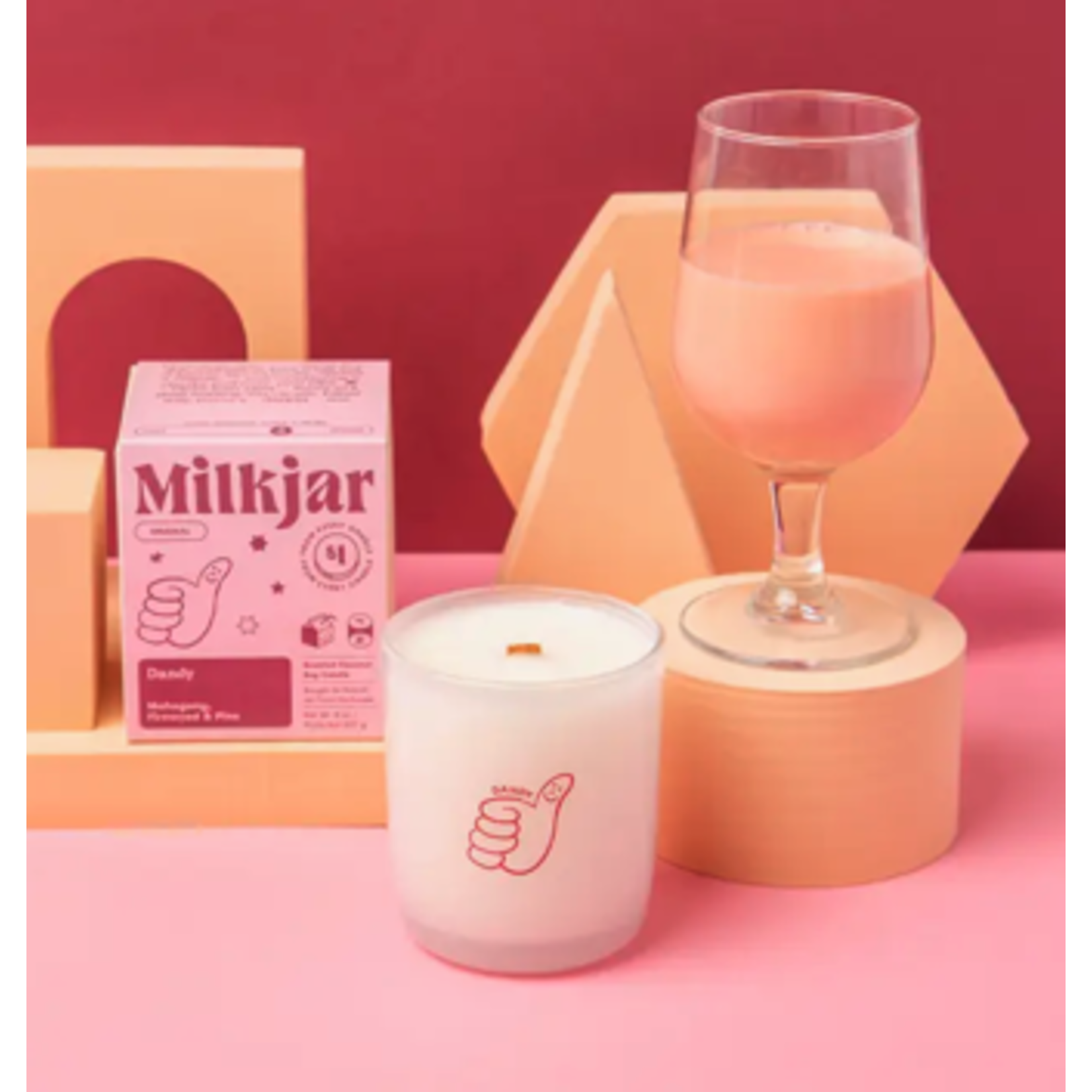Milk Jar Dandy Candle 8oz - Mahogany, Firewood, Pine Coconut