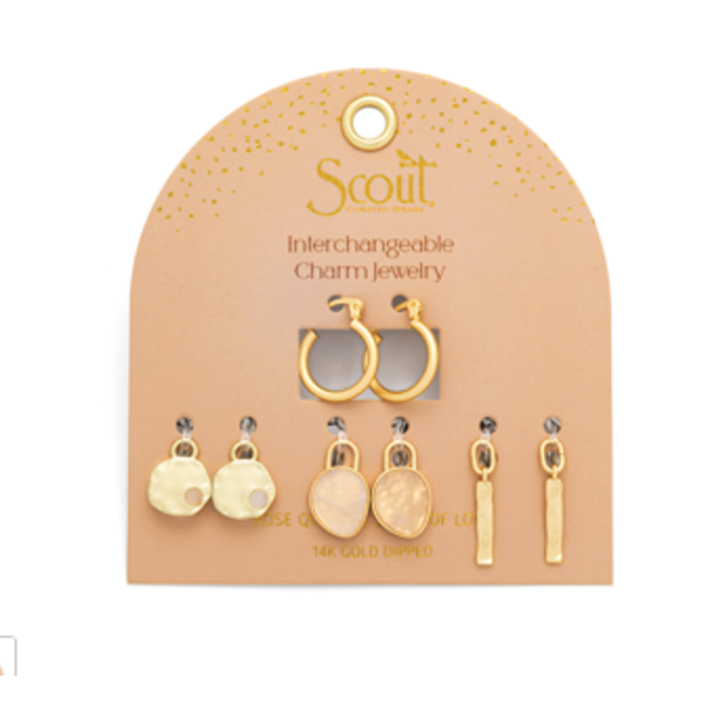 Interchangeable Charm Earrings Rose Quartz/Love