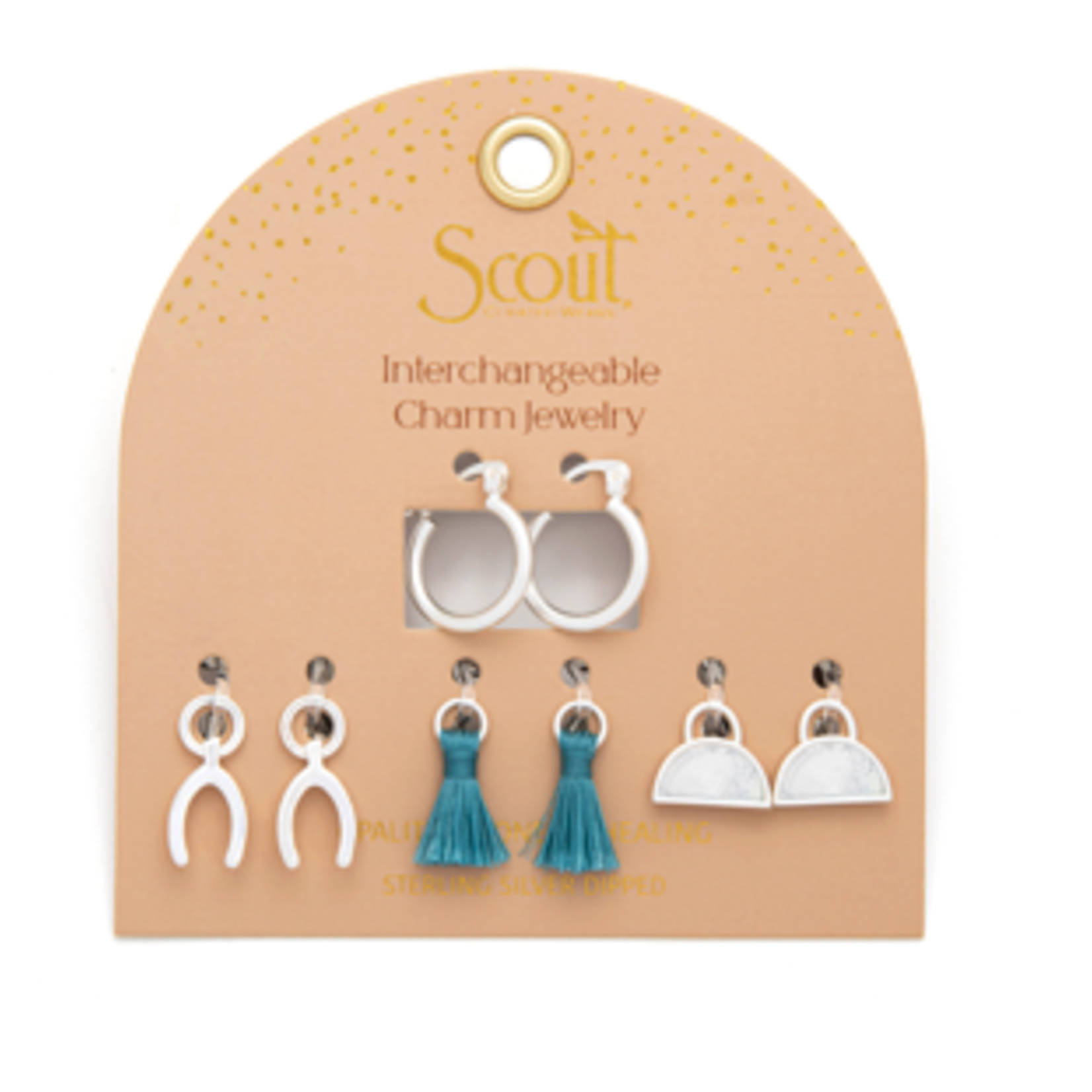 Interchangeable Charm Earrings Opalite/Healing/Silver