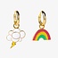 Yellow Owl Hoop Earrings Rainbow + Cloud