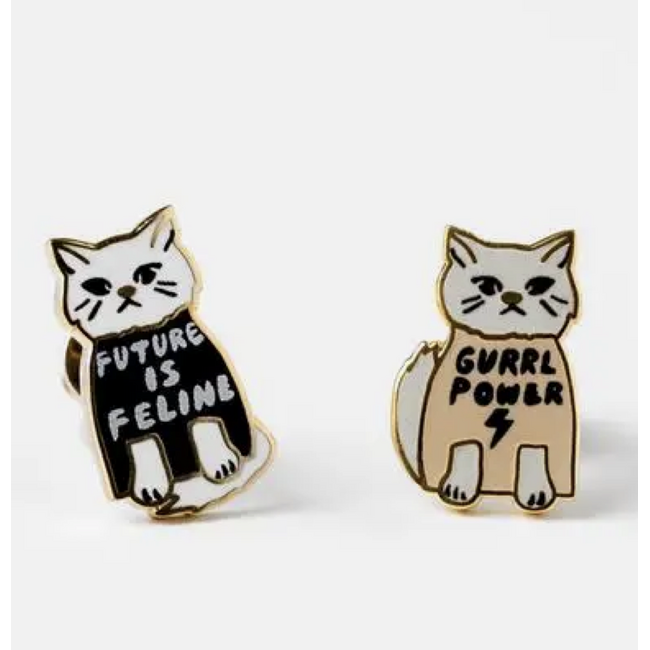 Yellow Owl Post Earrings Gurrrl Power