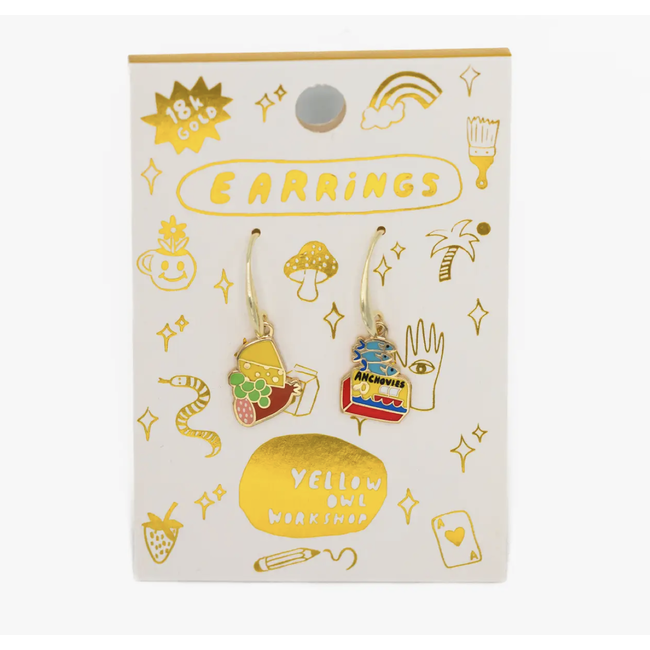 Yellow Owl Hanging Earrings Charcuterie & Fish