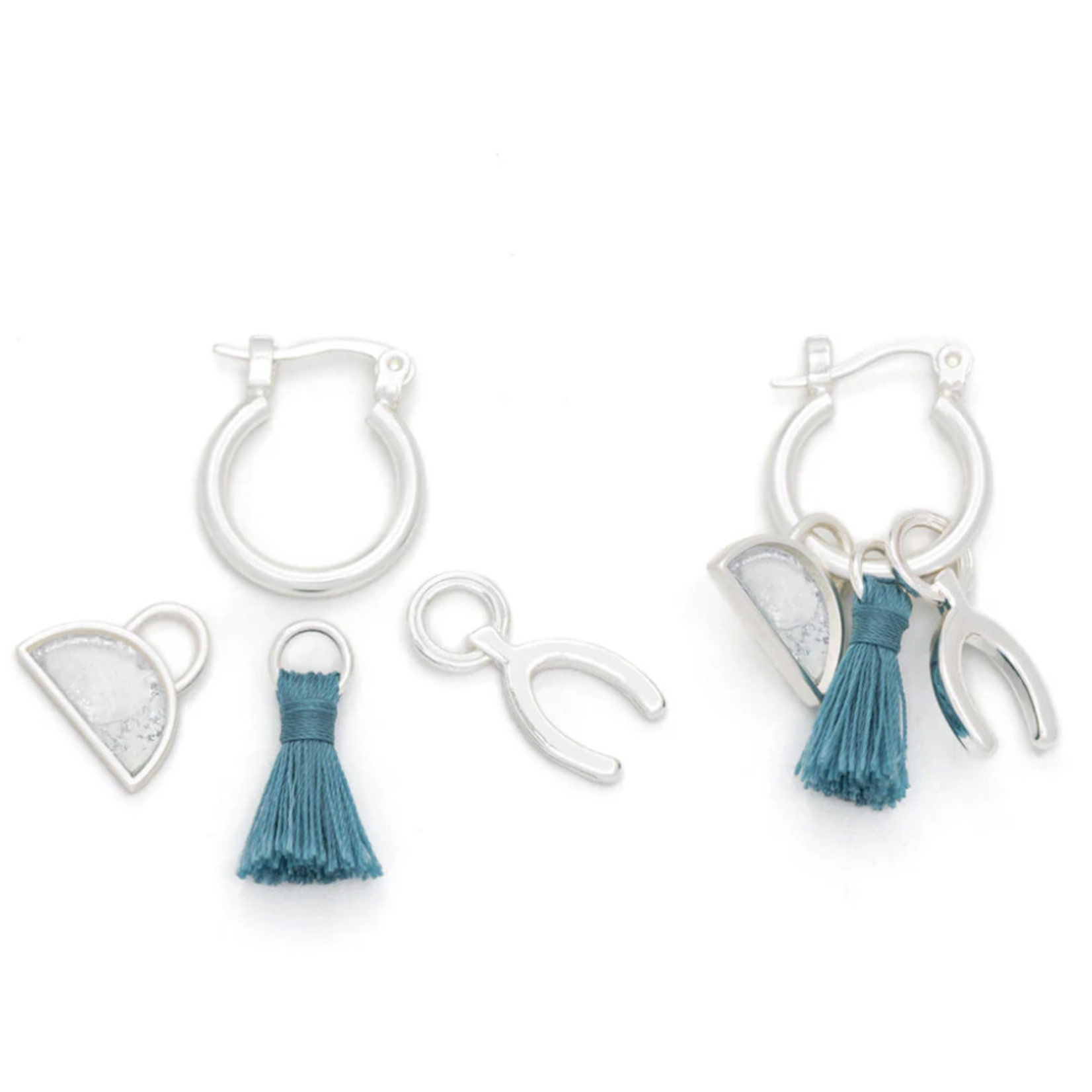 Interchangeable Charm Earrings Opalite/Healing/Silver