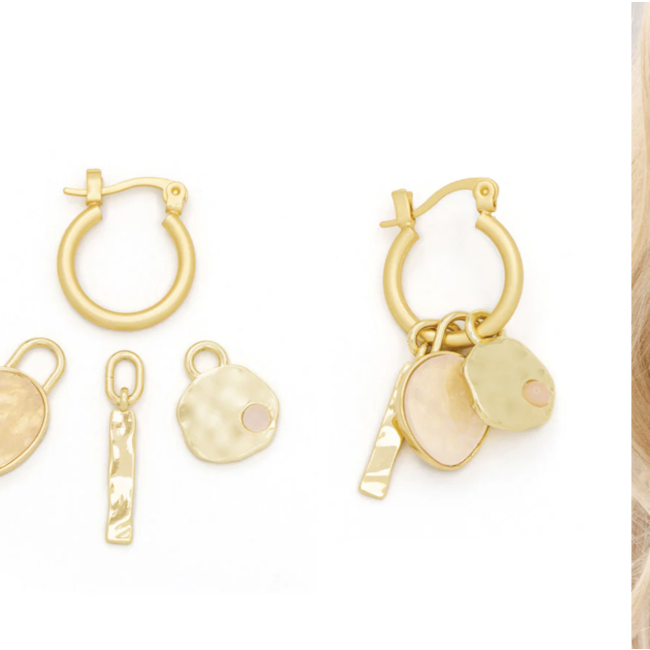 Interchangeable Charm Earrings Rose Quartz/Love