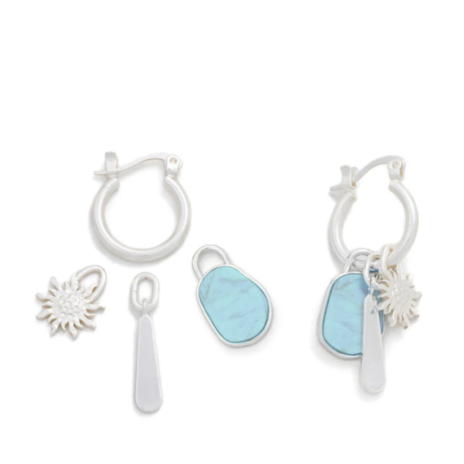 Interchangeable Charm Earrings Turquoise/Sky