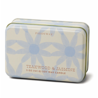 Everyday Tin 5oz Ivory Blue Flower - Teakwood + Jasmin