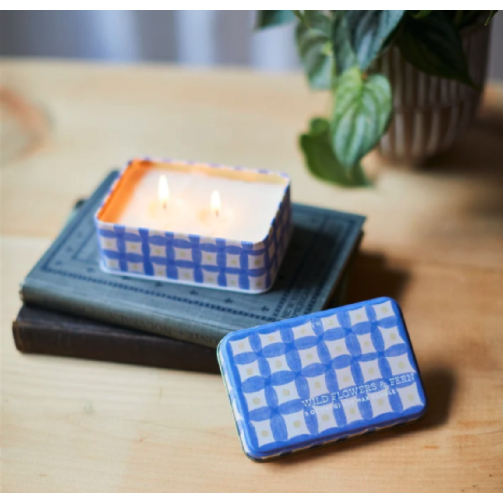 Everyday Tin 5oz Purple Plaid - Wildflowers + Fern