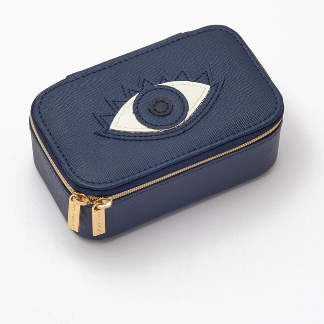 Mini Travel Jewelry Box Navy Eye