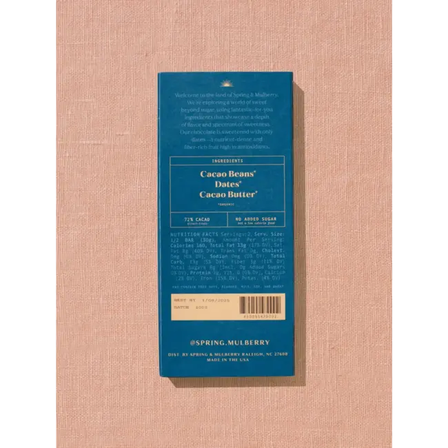 Spring & Mulberry Spring & Mulberry 2.1oz - Pure Dark Date-Sweetened Dark Chocolate