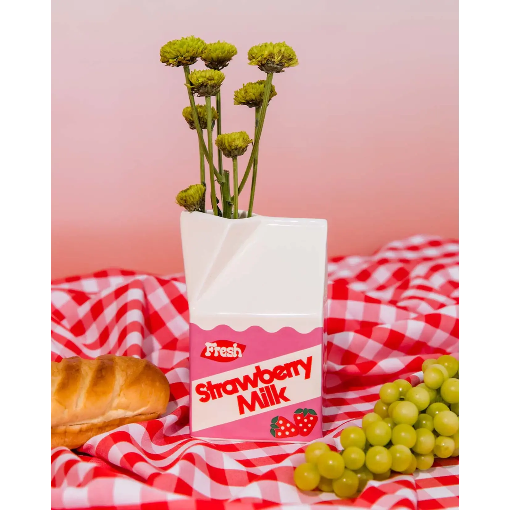 Ceramic Vase Strawberry Milk