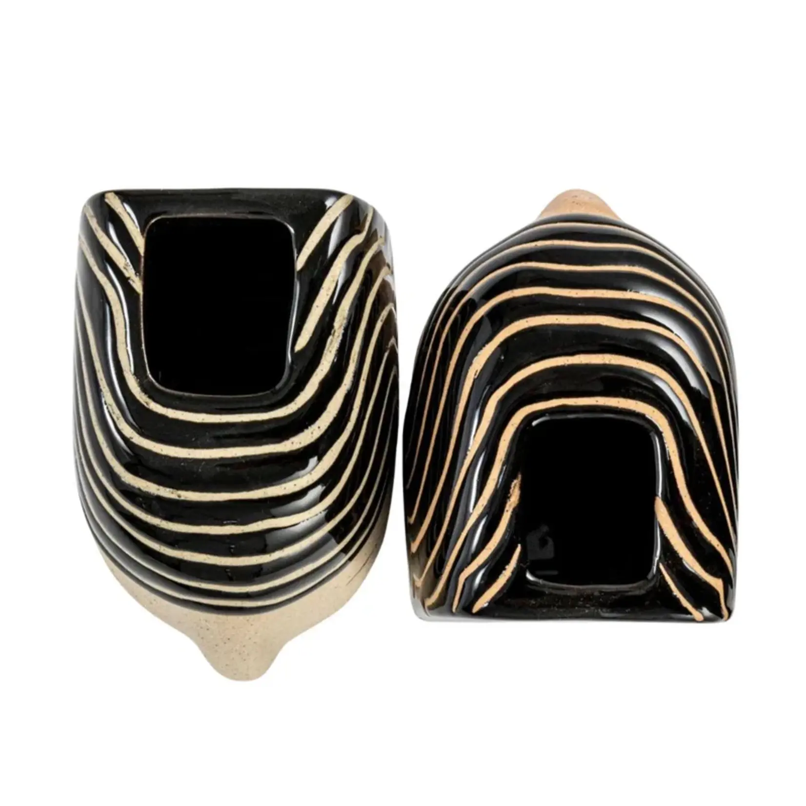 Painted Stoneware Head Vases/Bookend Set (2)