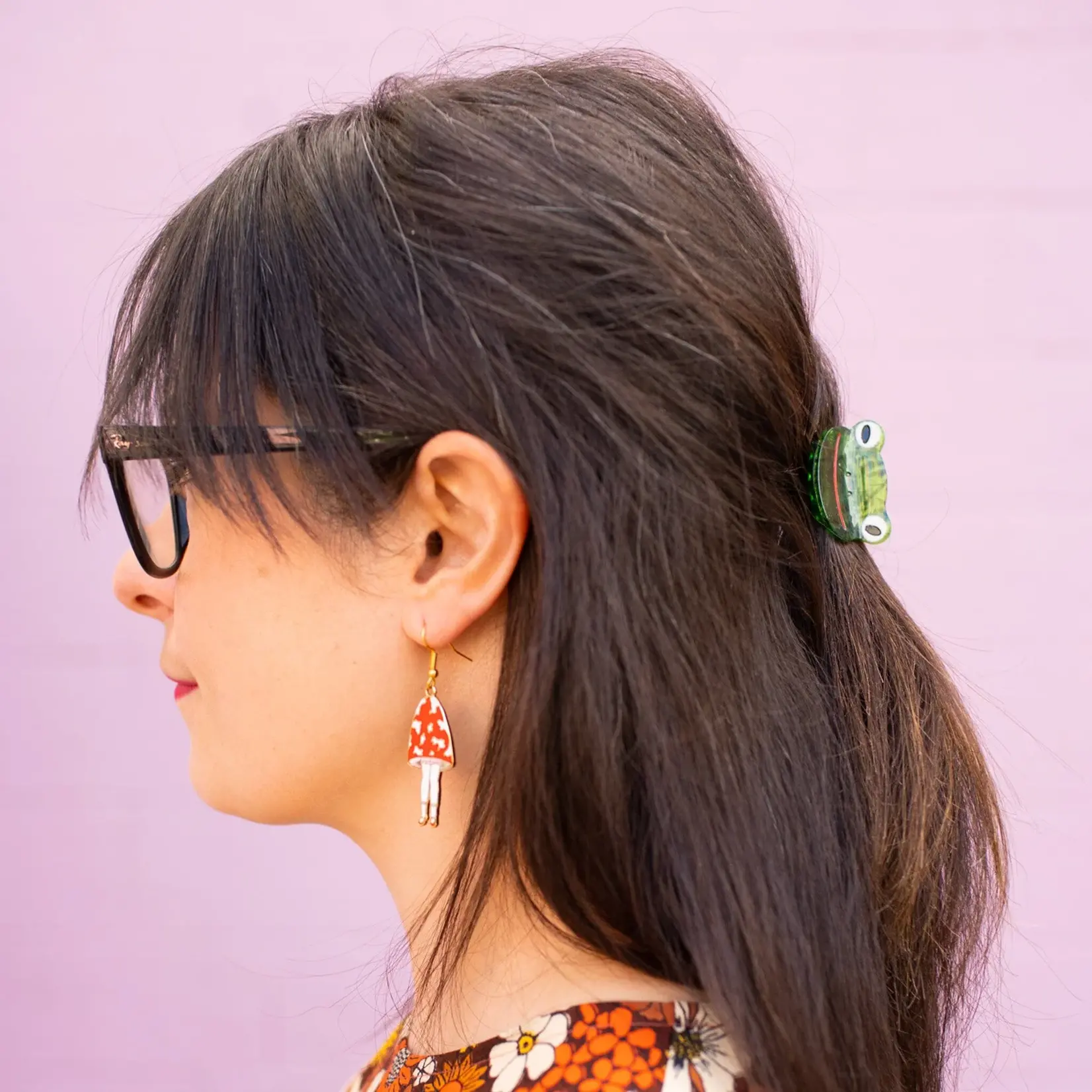 Jenny Lemon Hair Claw - Mini Frog Green